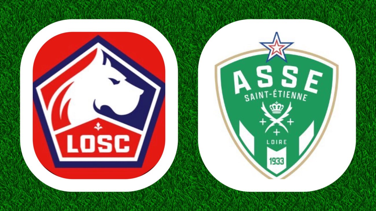 Logos de Lille et Saint-Étienne sur fond vert.