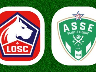 Logos de Lille et Saint-Étienne sur fond vert.