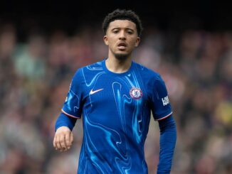 Joueur de football en maillot bleu sur le terrain.