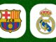 Logos FC Barcelone et Real Madrid sur gazon