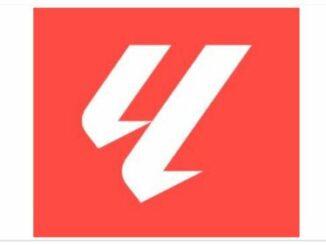 Logo blanc sur fond rouge