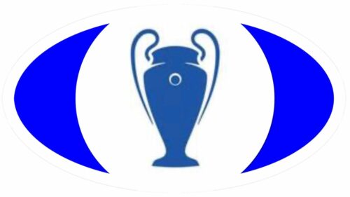 Logo bleu avec coupe de football