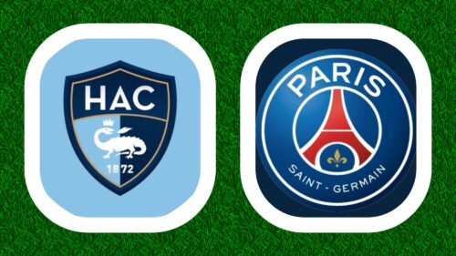 Logos des équipes de football HAC et PSG.