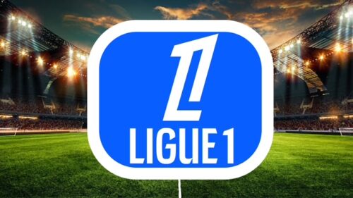 Logo Ligue 1 sur fond de stade illuminé