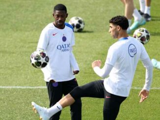 Joueurs du PSG à l'entraînement avec ballon