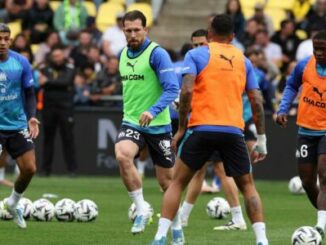 Footballeurs s’entraînant avec ballons sur un terrain