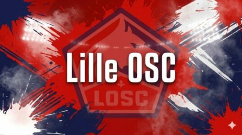 Logo du Lille OSC sur fond tricolore