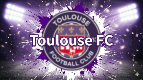 Logo du Toulouse FC sous projecteurs violets
