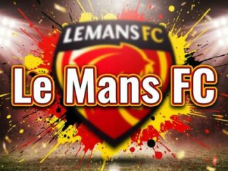 Logo du Le Mans FC sur fond coloré