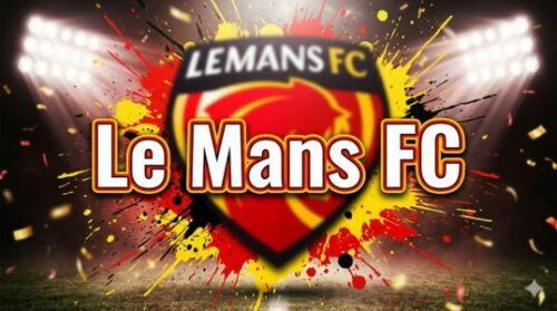 Logo du Le Mans FC sur fond coloré
