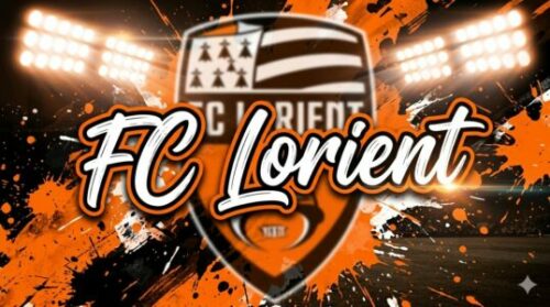 Logo du FC Lorient avec effets orange dynamiques