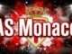 Logo AS Monaco avec éclaboussures rouges et blanches
