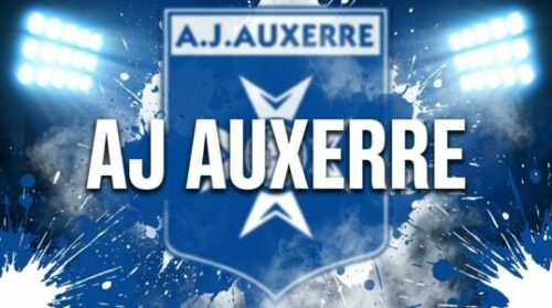 Logo AJ Auxerre sur fond lumineux bleu