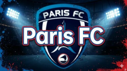 Logo du Paris FC dans un stade éclairé