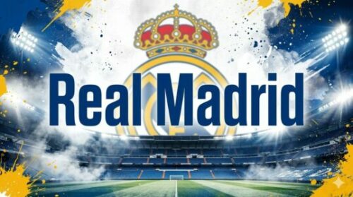 Logo du Real Madrid au-dessus du stade