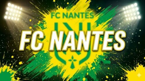 Logo FC Nantes sur fond vert et jaune