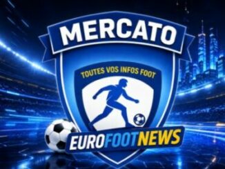 Logo Mercato Eurofoot News dans stade illuminé