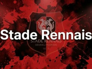 Logo du Stade Rennais sur fond rouge et noir