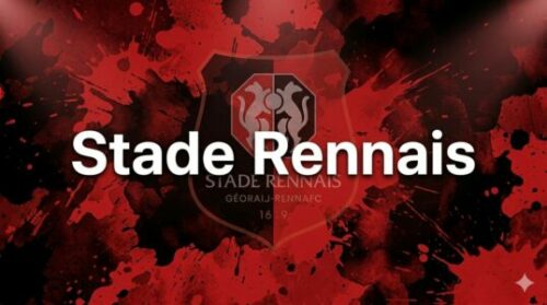 Logo du Stade Rennais sur fond rouge et noir