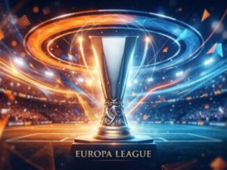 Trophée de l’Europa League dans un stade illuminé