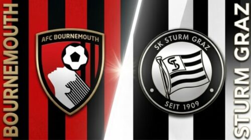 Logos de Bournemouth et Sturm Graz sur fond rayé