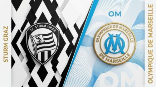 Écussons du Sturm Graz et de l’Olympique de Marseille