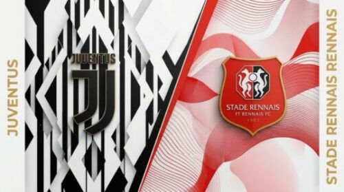 Affiche Juventus contre Stade Rennais avec logos