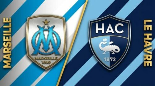 Écussons de l’OM et du HAC avant leur match